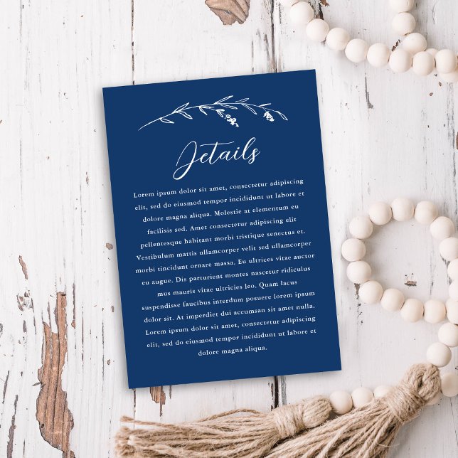 Rustic Navy Blue Wildflower Wedding Details  Enclosure Card (Creator Uploaded)