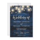 Rustic Navy Blue Wood String Lights Wedding