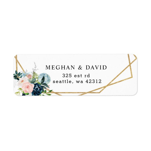  Rustic Navy Blush Gold Floral Geometric Wedding (Front)