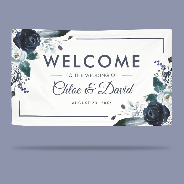 Rustic Navy Boho Floral Wedding Banner (Creator Uploaded)