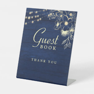 Rustic Navy Guest Book Wedding Sign