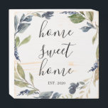 Rustic Navy Home Sweet Home Wooden Box Sign<br><div class="desc">More farmhouse decor in the Little Bayleigh store!</div>