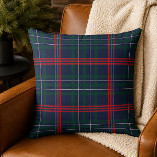 Rustic Navy Red Green Tartan Plaid Christmas Cushion