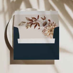 Rustic Navy & Terracotta Flowers Wedding  Envelope