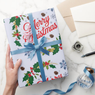 Rustic Navy white and red Merry Christmas Wrapping Paper