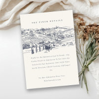 Rustic Navy Winery Mountain Sketch Wedding Detail