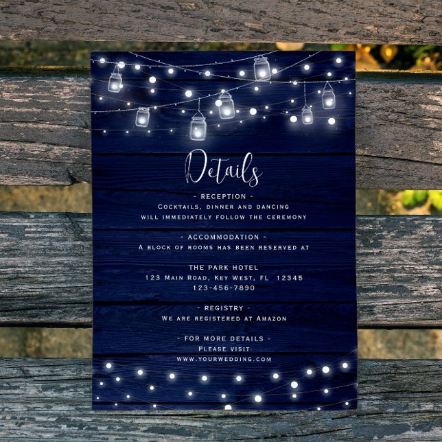 Rustic Navy Wood Mason Jars Lights Details Card (Creator Uploaded)