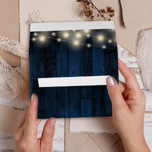 Rustic Navy Wood String Lights Envelope