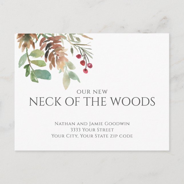 Rustic Neck of the Woods Moving Announcement   Postcard (Front)