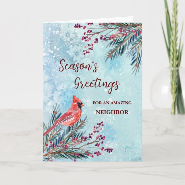 Rustic Neighbour Christmas Holiday Card (Front)
