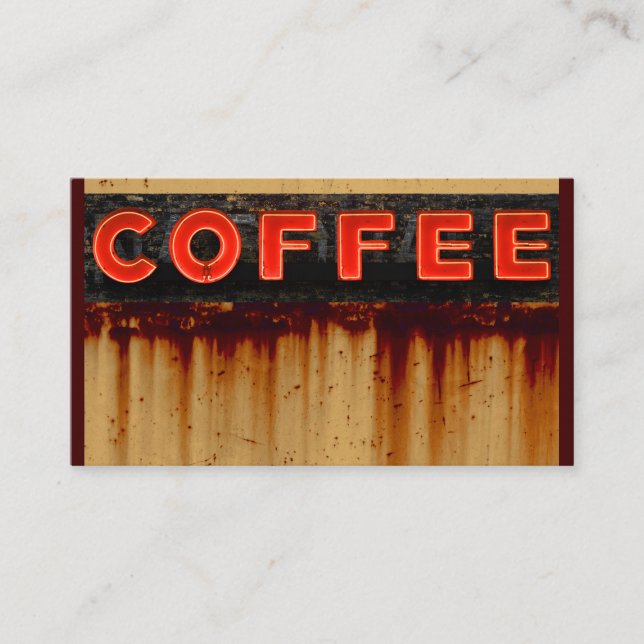 Rustic Neon Coffee Sign Business Card (Front)