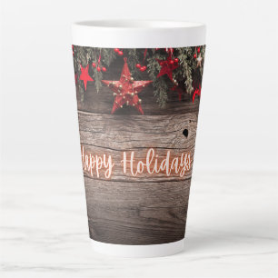 Rustic Neon Happy Holidays Latte Mug