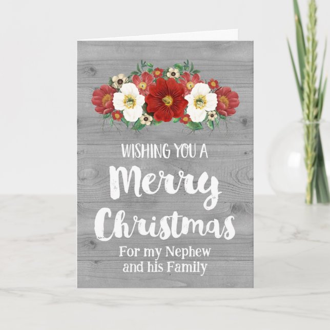 Rustic Nephew & Family Merry Christmas Card (Front)