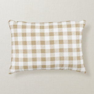 Rustic Neutral Beige Gingham Plaid  Accent Pillow