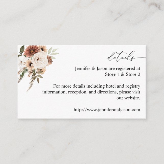 Rustic Neutral Boho Floral  Enclosure Card (Front)