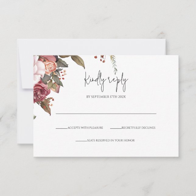Rustic Neutral Boho Floral RSVP Invitation (Front)