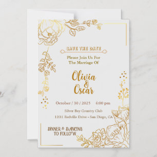 Rustic Neutral Boho Floral Wedding Invitation