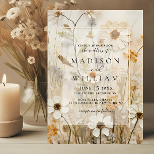 Rustic Neutral Boho Floral Wedding Invitation