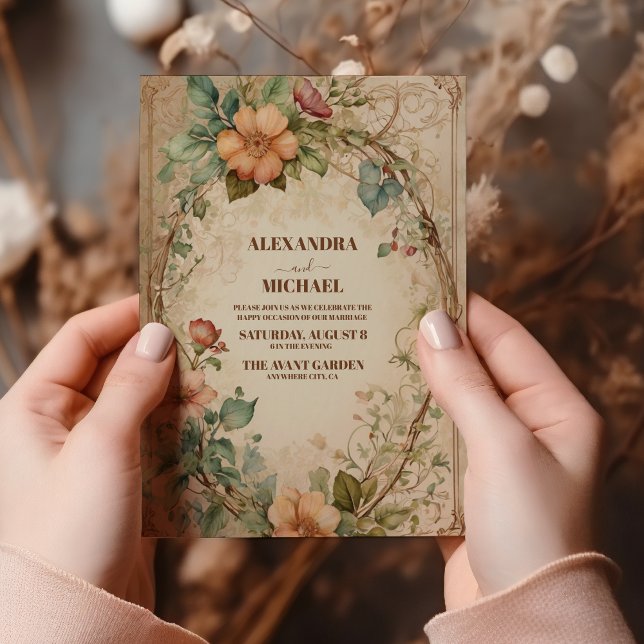 Rustic Neutral Boho Floral Wedding Invitation (Creator Uploaded)