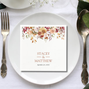 Rustic Neutral Boho Floral Wedding Napkin