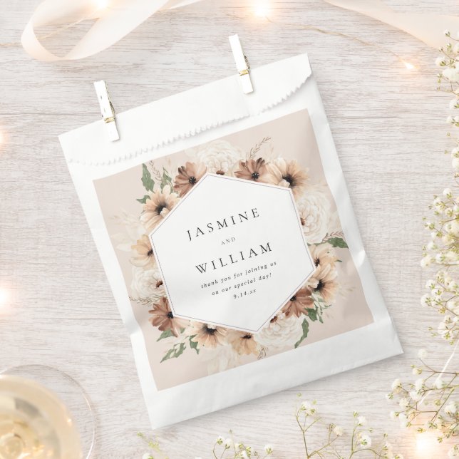 Rustic Neutral Boho Floral Wedding S2- Beige Favour Bags (Clipped)