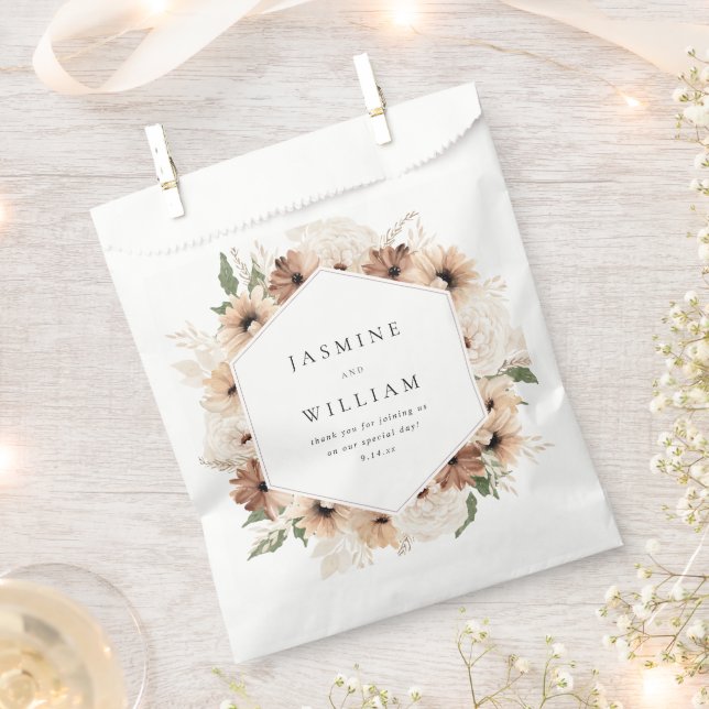 Rustic Neutral Boho Floral Wedding S2 Favour Bags (Clipped)