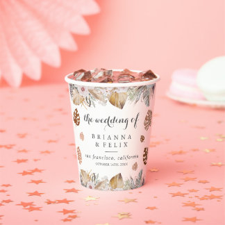 Rustic Neutral Boho Wedding Paper Cups