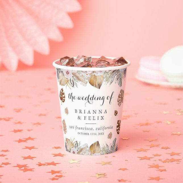 Rustic Neutral Boho Wedding Paper Cups (Insitu)