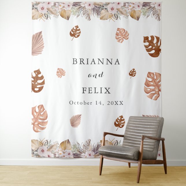 Rustic Neutral Boho Wedding Tapestry (In Situ)