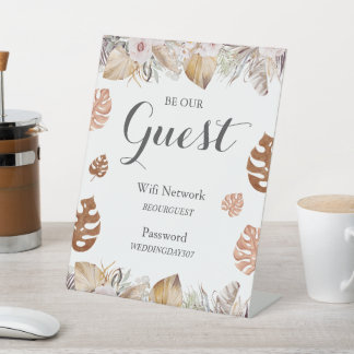 Rustic Neutral Boho Wedding Wifi Sign