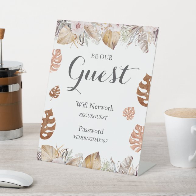Rustic Neutral Boho Wedding Wifi Sign (In SItu)