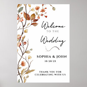 Rustic Neutral Botanical Elegant Wedding Poster