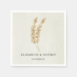Rustic Neutral Earthy Boho Pampas Grass Wedding Napkin