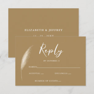 Rustic Neutral Earthy Boho Pampas Grass Wedding RSVP Card