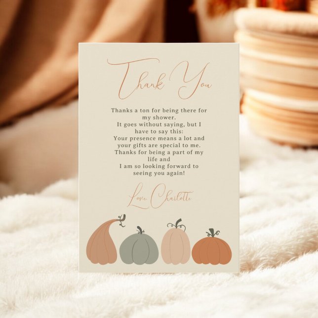 Rustic Neutral Fall Pumpkin Thank You Baby Shower (Rustic Neutral Fall Pumpkin Thank You Baby Shower)