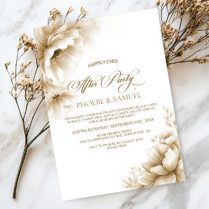 Rustic Neutral Floral Wedding After Party Invitation