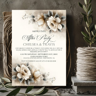 Rustic Neutral Floral Wedding After Party Invitation