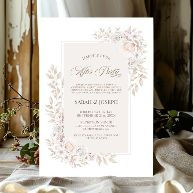Rustic Neutral Floral Wedding After Party Invitation (Creator Uploaded)