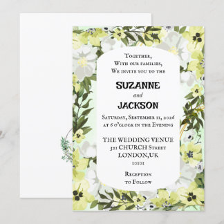 Rustic Neutral Floral Wedding Invitation