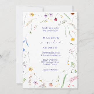 Rustic Neutral Floral Wedding Invitation