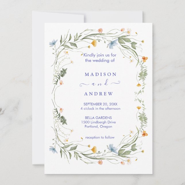 Rustic Neutral Floral Wedding Invitation (Front)