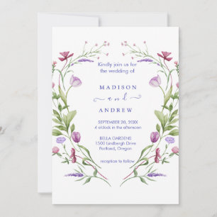 Rustic Neutral Floral Wedding Invitation