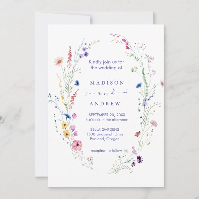Rustic Neutral Floral Wedding Invitation (Front)