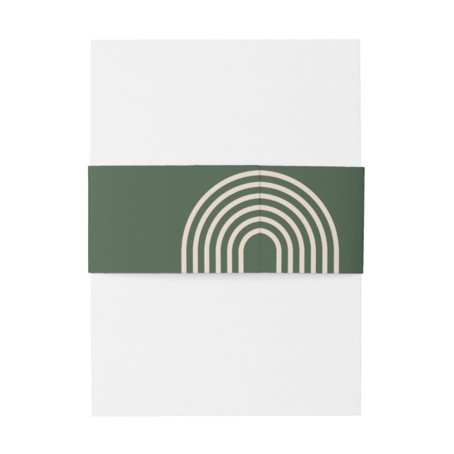 Rustic Neutral Green Arched Modern Wedding Invitation Belly Band (Back Example)