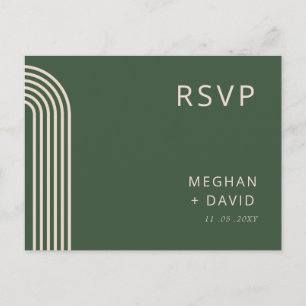 Rustic Neutral Green Arched Modern Wedding Invitation Postcard