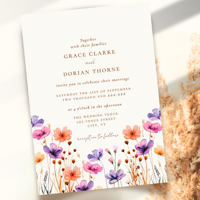 Rustic Neutral Ivory White Boho Wildflower Wedding Invitation (Creator Uploaded)