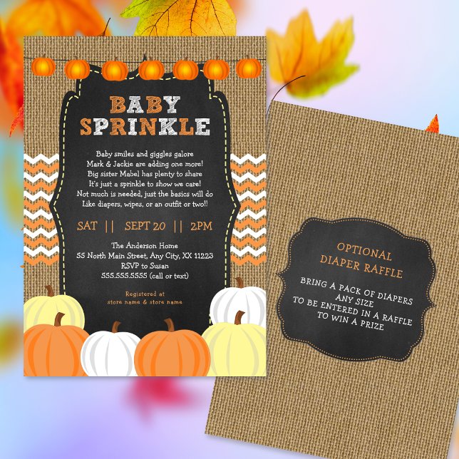 Rustic Neutral Pumpkin baby sprinkle invitation (Creator Uploaded)