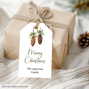 Rustic Neutral Watercolor Earthy Cozy Christmas  Gift Tags
