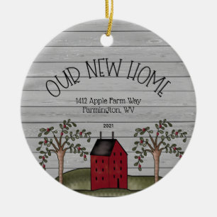 Rustic New Home First Christmas Custom Ceramic Orn Tree Decoration