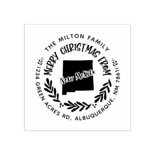 rustic new mexico merry christmas return address rubber stamp